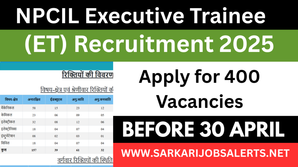NPCIL Executive Trainee Recruitment 2025